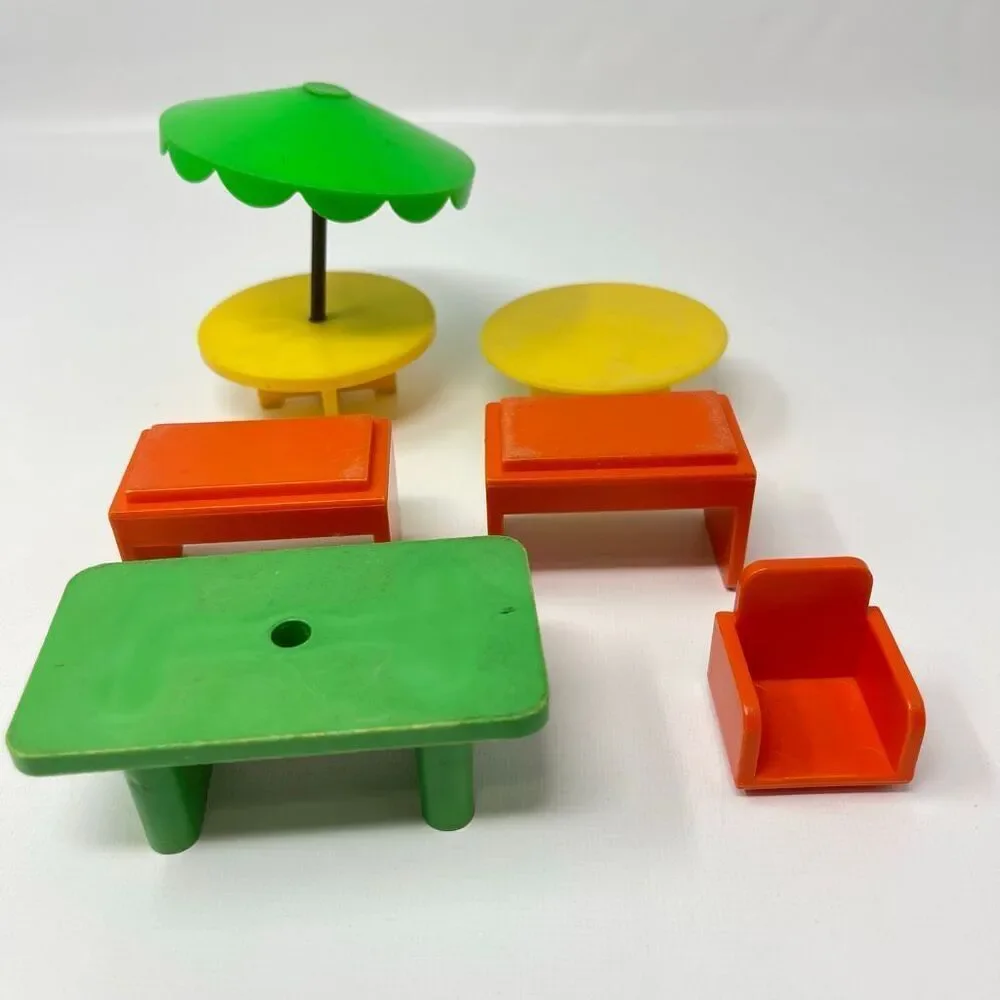 Vintage Playskool 1974 Blockhead Square Little People Familiar Places Lot 23 Pcs